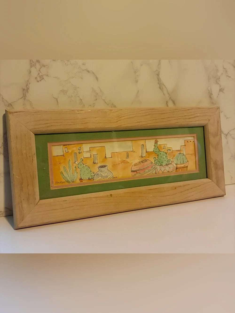 Source Unknown Southwestern Cactus and Pottery Wall Art in Green and Tan